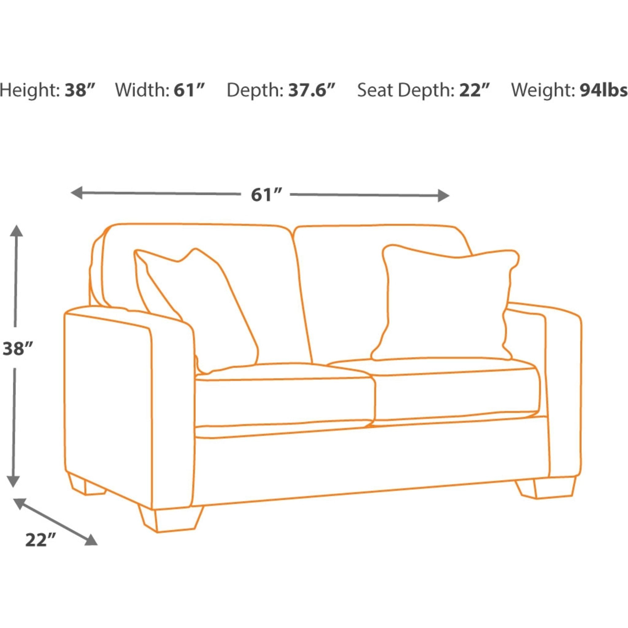 Alenya Loveseat Charcoal - Modern Sofa for Small Spaces | Perfect for Apartments, Living Rooms & Cozy Corners