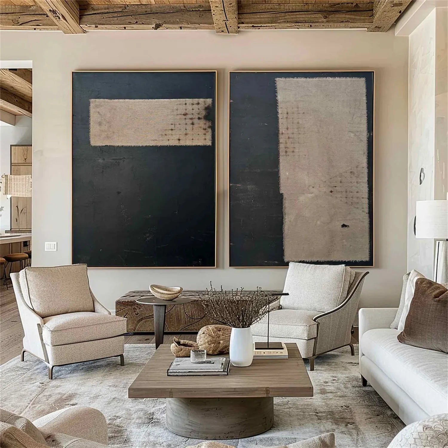 Abstract Tranquility Set of 2 Wall Art Paintings - Modern Minimalist Canvas Prints for Living Room, Bedroom & Office Decor #WS167