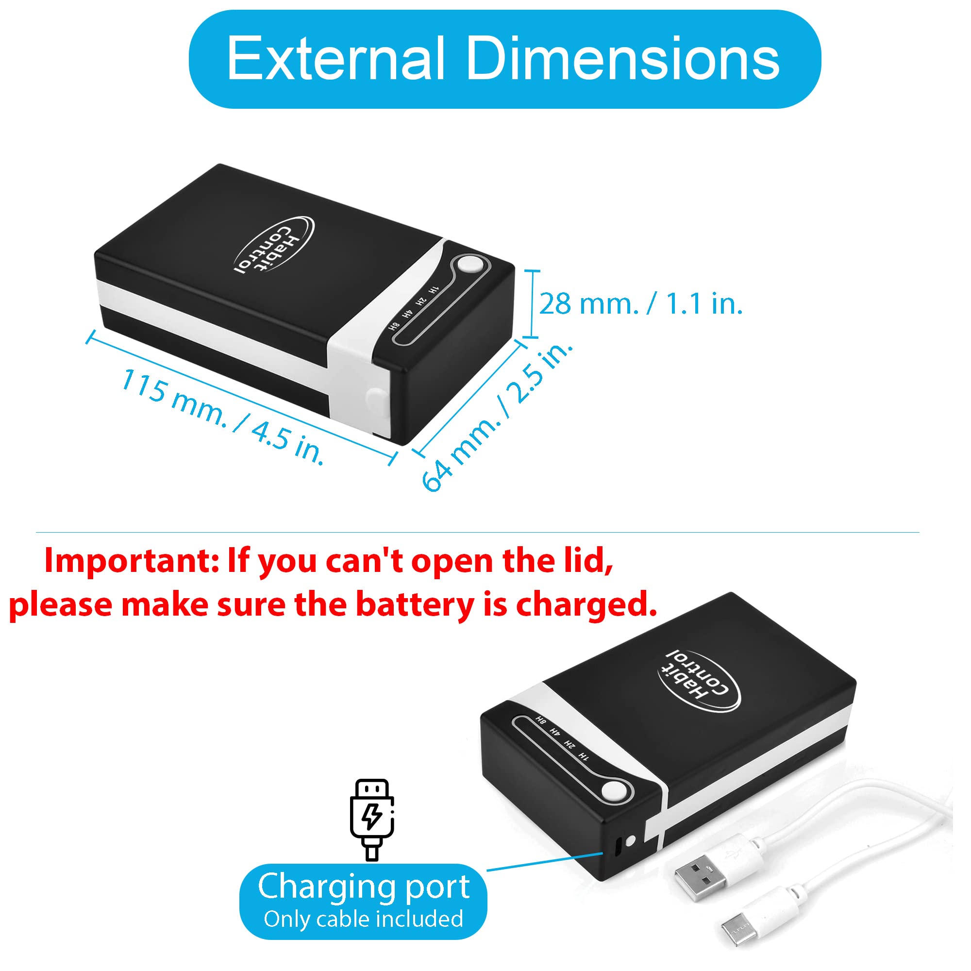 Quit Smoking Aid - 84mm/3.3in King Size Cigarette Case with Timer | Habit Control & Smoking Cessation Tool | Portable Timer Lock Box for 20 Cigarettes | Perfect for Travel, Office & Home Use