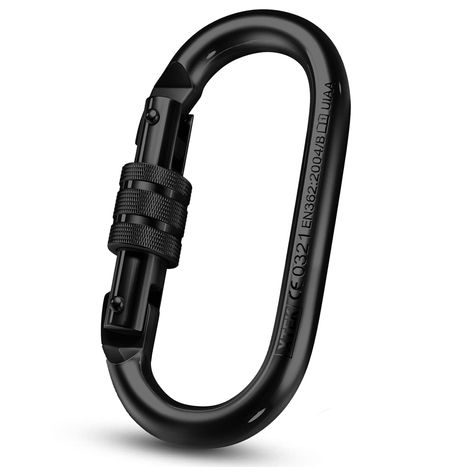 XTEK UIAA Certified Climbing Carabiner Clip – Heavy Duty 25kN (5620 LB) Oval Screw Lock Steel Carabiner for Rock Climbing, Hiking, Camping & Hammocks – Durable Outdoor Safety Gear for Adventure Sports
