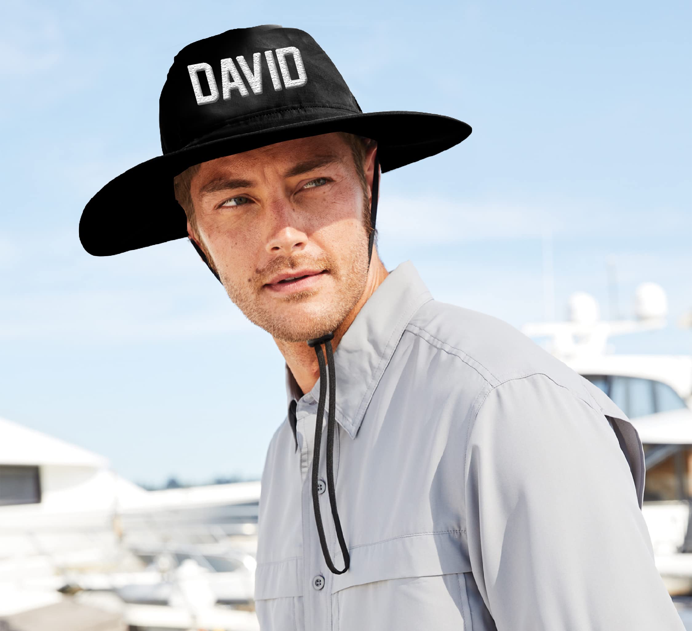 Custom Bucket Hat for Adults - Personalized Summer Sun Hat with UPF 30+ Sun Protection | Unisex Black Modern Style | Perfect for Beach, Fishing, Hiking & Outdoor Activities