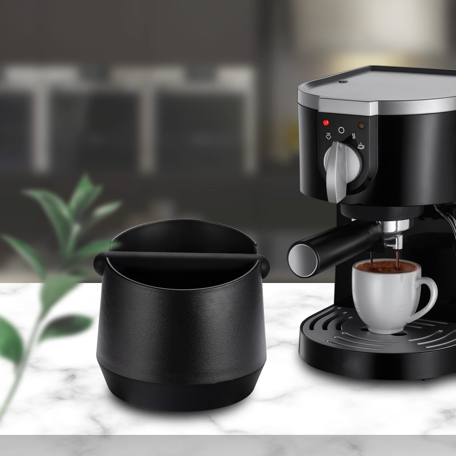 5.8 Inch Espresso Knock Box with Removable Knock Bar & Non-Slip Base - Shock-Absorbent Coffee Grounds Disposal for Barista & Home Use - Perfect for Espresso Machines & Coffee Shops (Round)