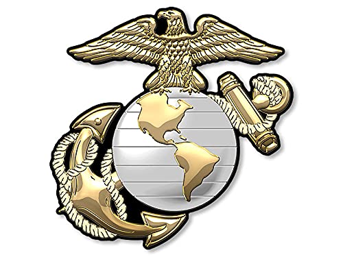 USMC Licensed Gold 3D Marine Corps Eagle Globe Anchor Vinyl Decal Sticker - 3 Inch Waterproof Car, Truck, Laptop & Water Bottle Decoration - Perfect for Military Supporters, Veterans Gifts & Patriotic Home Decor