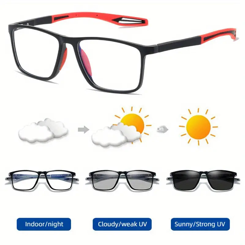 Men's Photochromic Sports Glasses with Prescription Lenses - Lightweight Anti-Glare Eyewear for Running, Cycling & Outdoor Activities