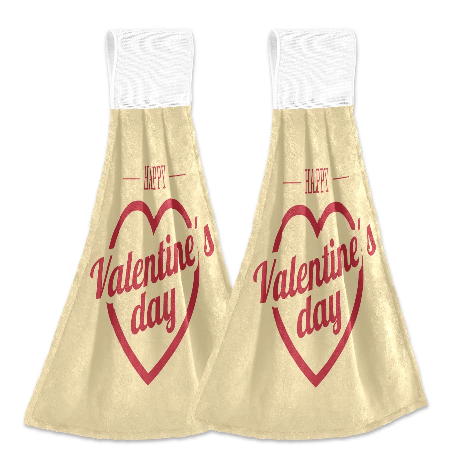 2-Pack Soft Absorbent Kitchen Hand Towels Set - Hanging Dish Cloths for Tea Bar, Bathroom & Laundry Room - Valentine's Day Gift Idea - Perfect for Cooking, Cleaning & Home Decor