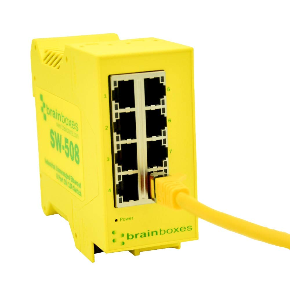 8-Port Industrial Unmanaged Ethernet Switch - Brainboxes | High-Speed Network Connectivity for Factory Automation & Smart Home Systems
