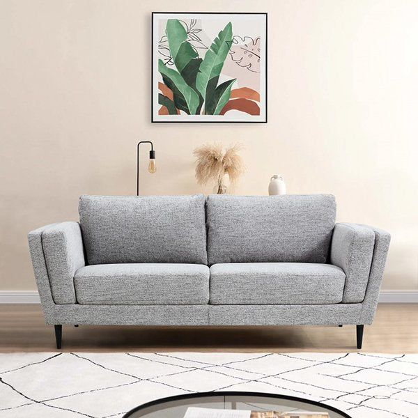 Bristol 3-Seater Fabric Sofa in Pepper Color - Comfortable Modern Living Room Couch for Small Spaces & Apartments