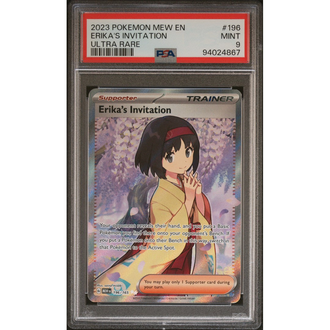 2023 Pokemon 151 Erika's Invitation 196/165 PSA 9 Graded Card - Rare Collectible Trading Card for Pokemon Fans & Investors | Perfect for Display, Gaming & Investment Collections