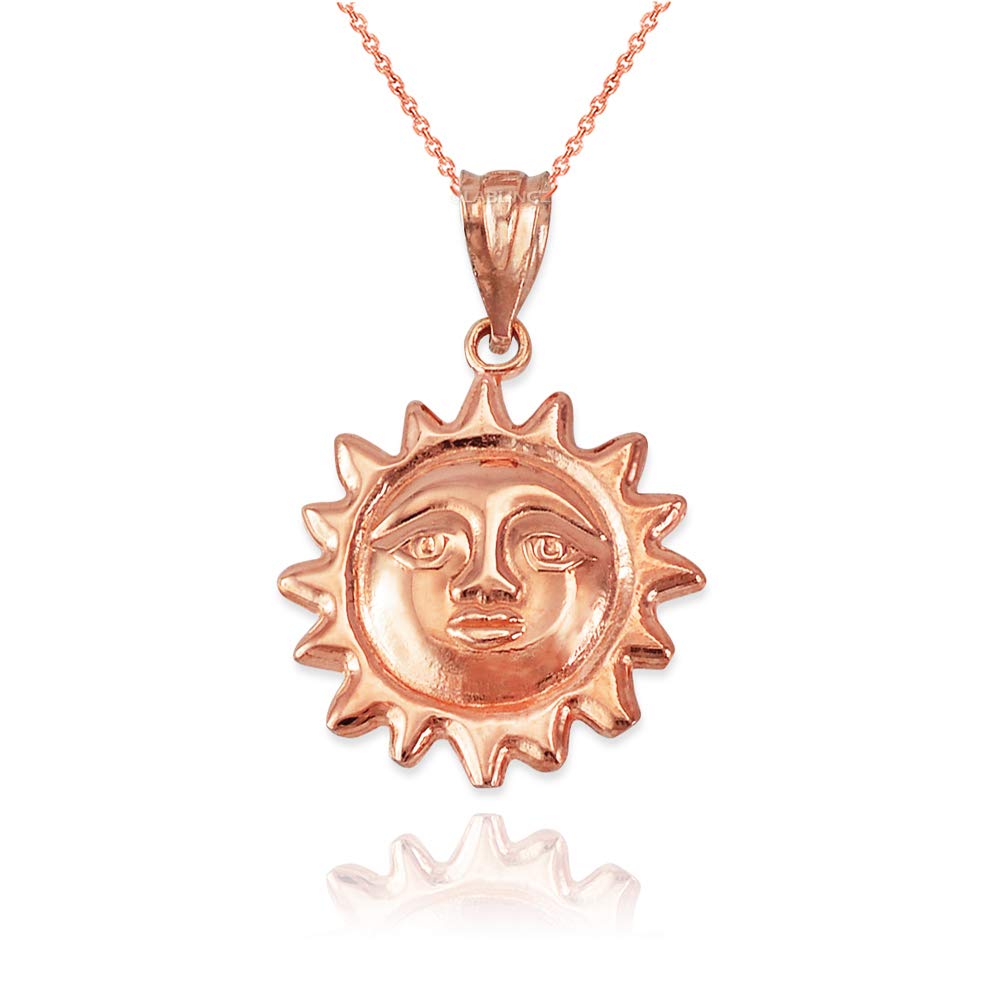 14K Rose Gold Sun Face Celestial Pendant Necklace for Women - Elegant Solar Jewelry Gift for Birthday, Anniversary & Special Occasions | Boho Chic Layering Necklace for Everyday Wear