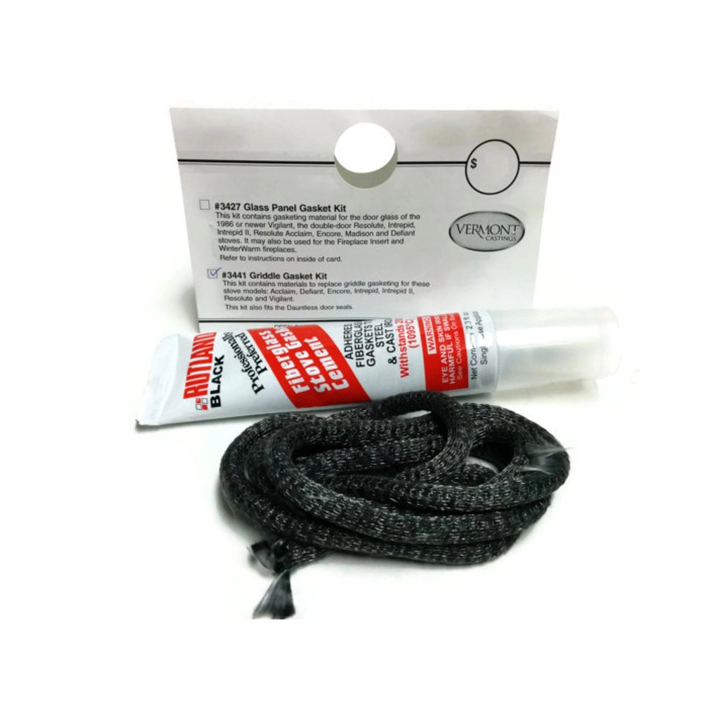 Vermont Castings 3441 Stove Griddle Gasket Replacement Kit - Compatible with Acclaim, Defiant, Encore, Intrepid, Intrepid II, Resolute & Vigilant Wood Stoves - Perfect for Outdoor Cooking & Camping