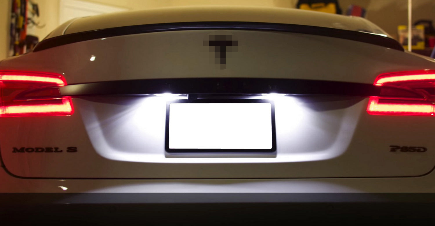 Direct Bolt-On Replacement White Full LED License Plate Lights for 2012-2016 Tesla Model S - Upgrade Your Car Lighting for Nighttime Safety & Style