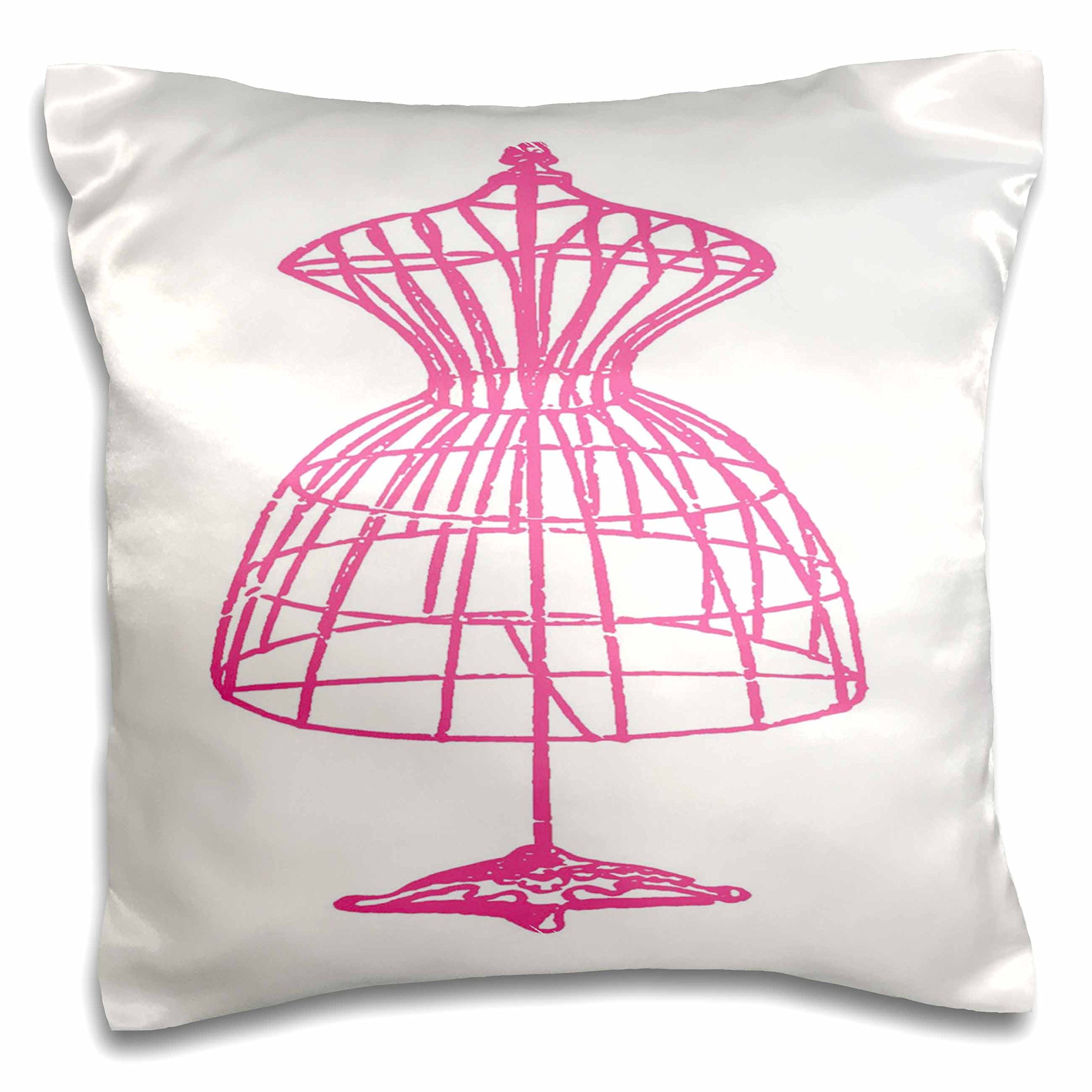 3D Rose Pink Dress Form Pillow Cover, 16 Inch Decorative Pillowcase for Home Decor, Fashion Enthusiasts & Sewing Room Display - pc_35418_1