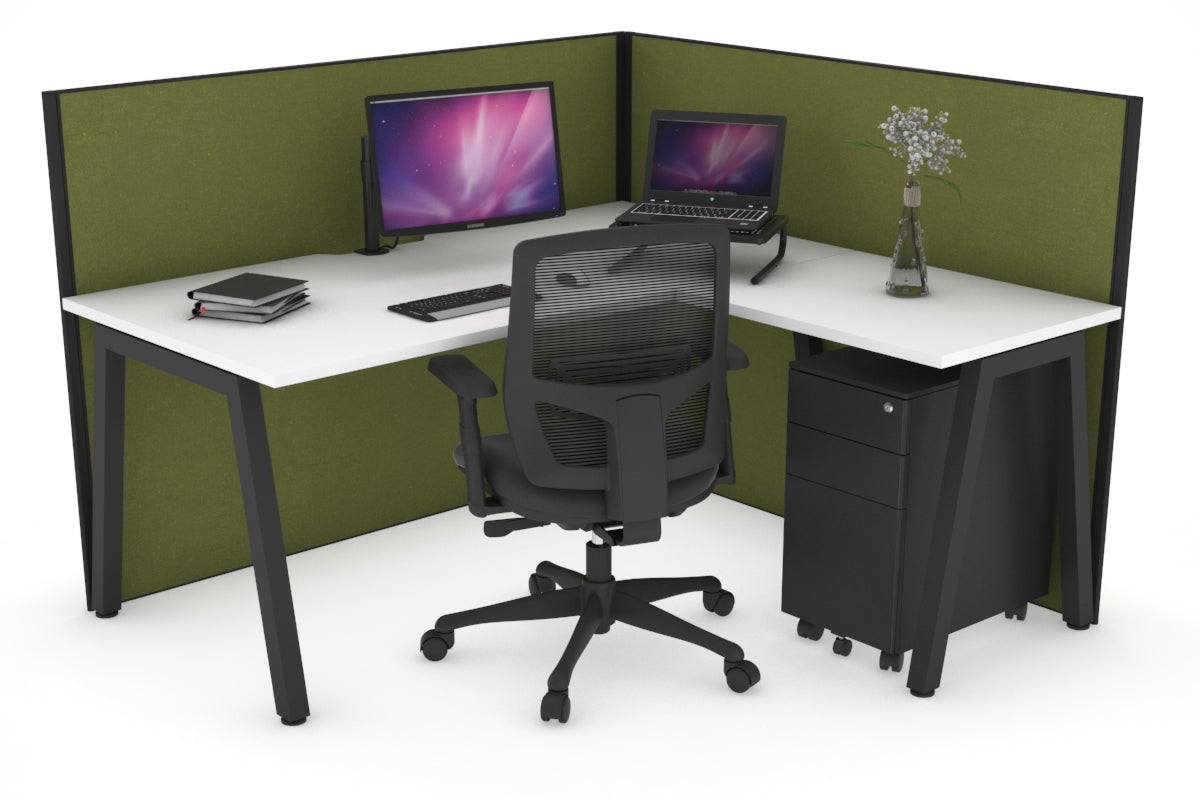 Horizon Quadro A Legs L-Shaped Corner Office Desk - 1800L x 1800W with Cable Management | Modern Home Office & Gaming Desk for Small Spaces