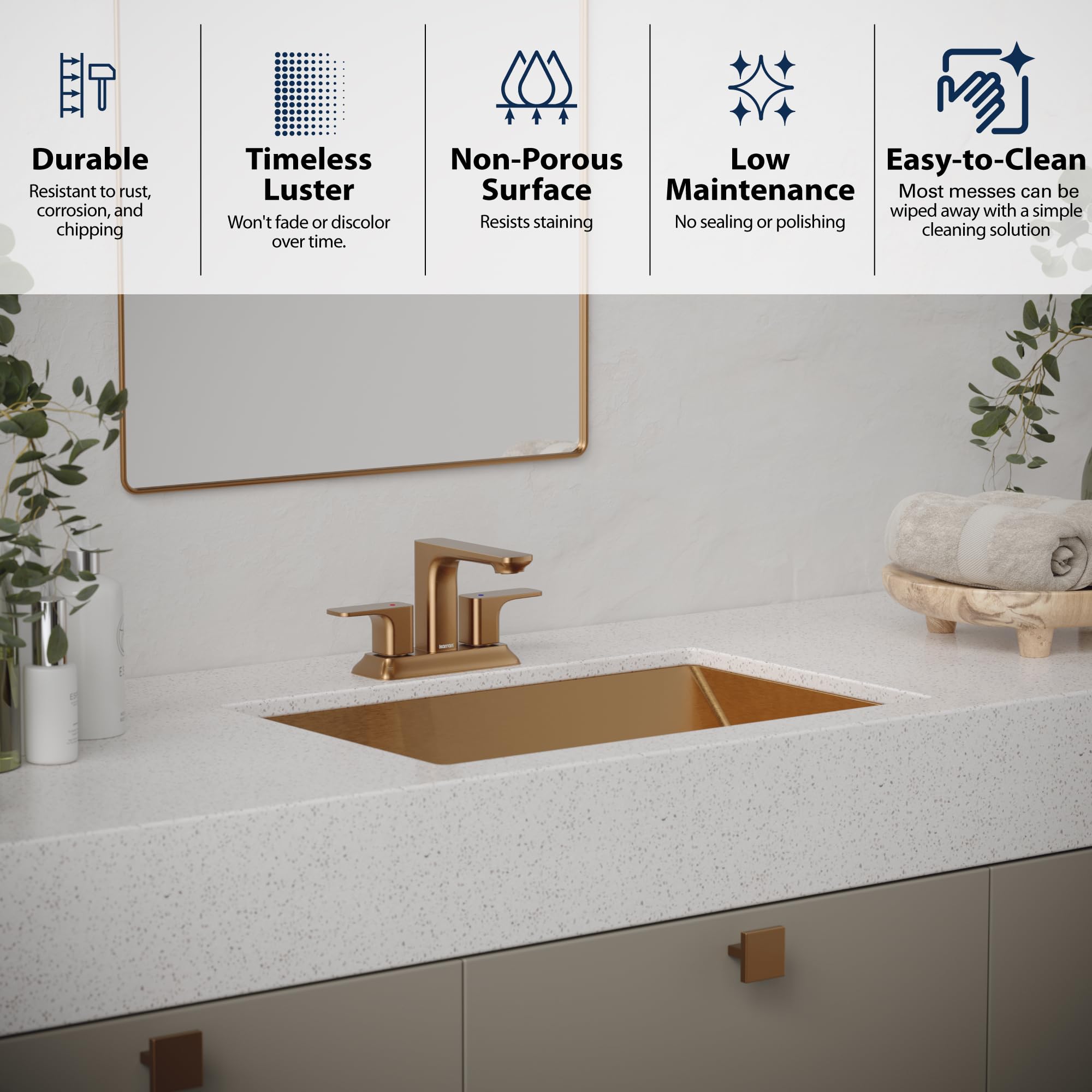 Karran Cinox Brushed Copper Stainless Steel Undermount Kitchen Sink - 32 x 18 Inch Rectangular Design for Modern Farmhouse & Contemporary Kitchens