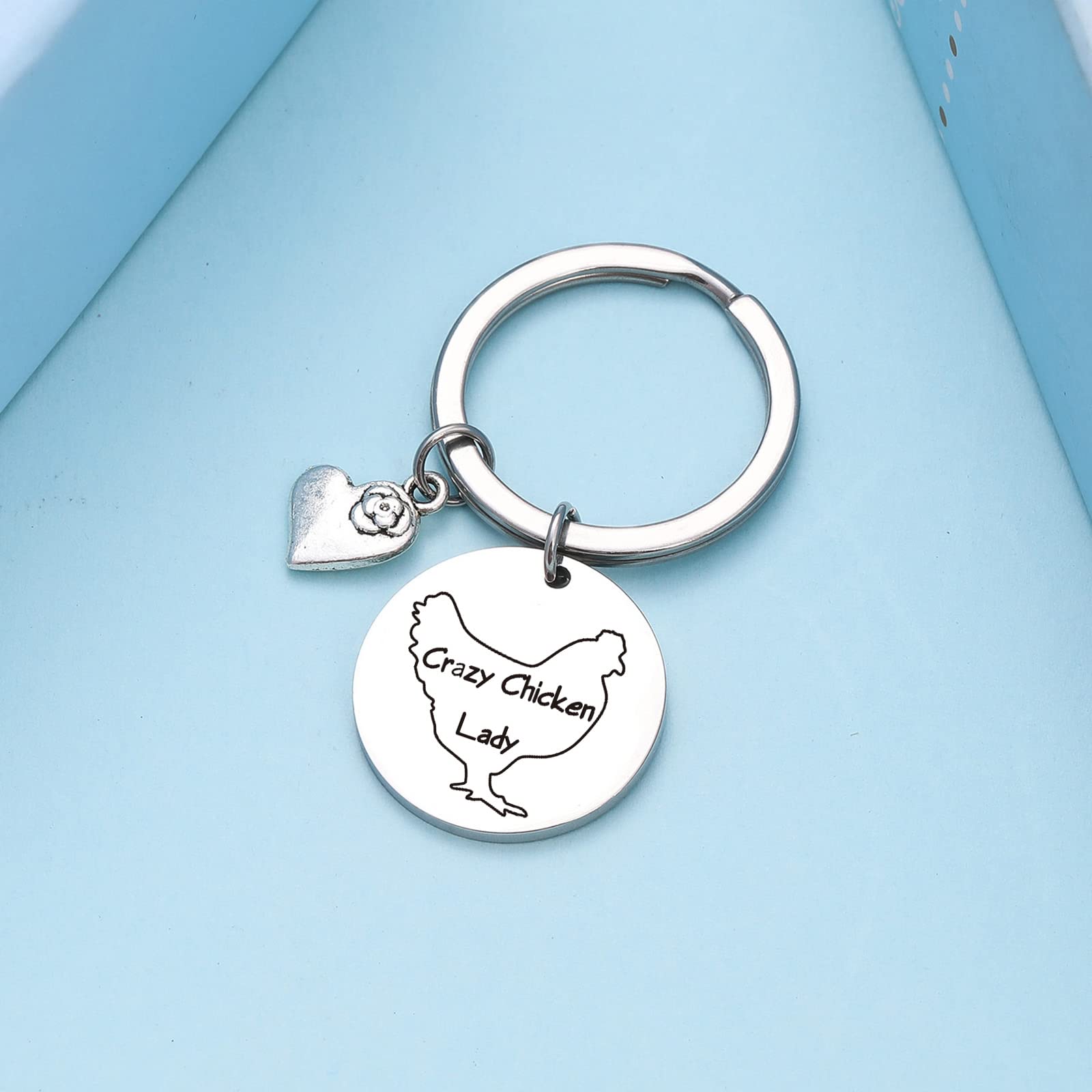 Funny Crazy Chicken Lady Keychain - Unique Gift for Chicken Farmers & Poultry Lovers - Perfect for Chicken Mom Birthday, Christmas & Farm Enthusiast Gifts - Great for Keyrings, Backpacks & Farmhouse Decor