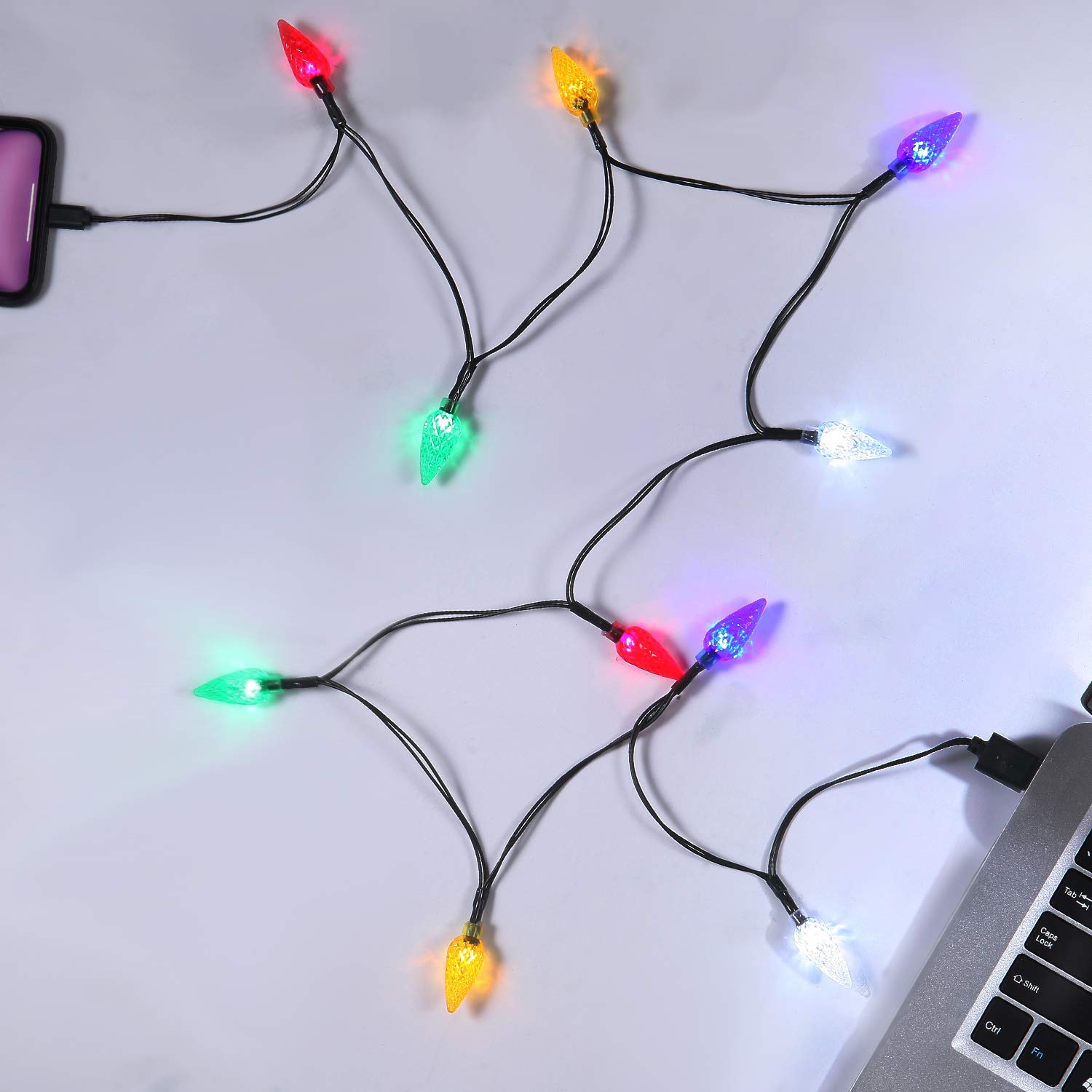 USB Christmas Light Phone Charger Cable - LED Holiday Charging Cord for iPhone 14/13/12/11 Pro/XS/XS Max/XR/X/8 Plus/8/7 Plus/6s/6 - 10 Warm White Lights for Festive Decor - Perfect for Holiday Parties, Bedroom Decor & Christmas Gift Giving (Black)