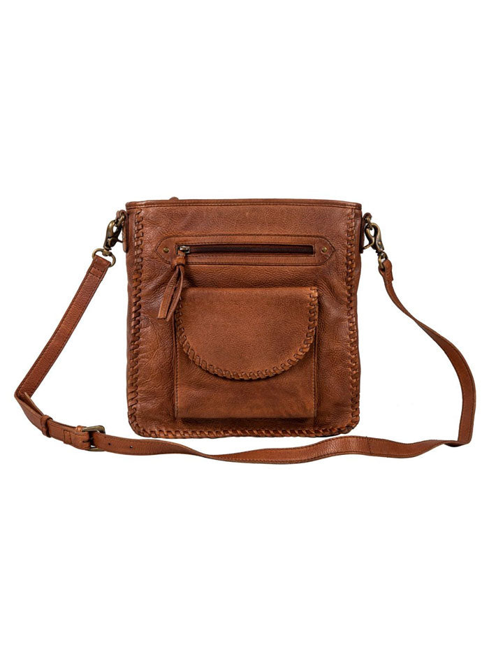 Myra Bag S 8135 Women's Santa Clara Canyon Stitched Leather Handbag in Brown - Perfect for Work, Travel & Everyday Use