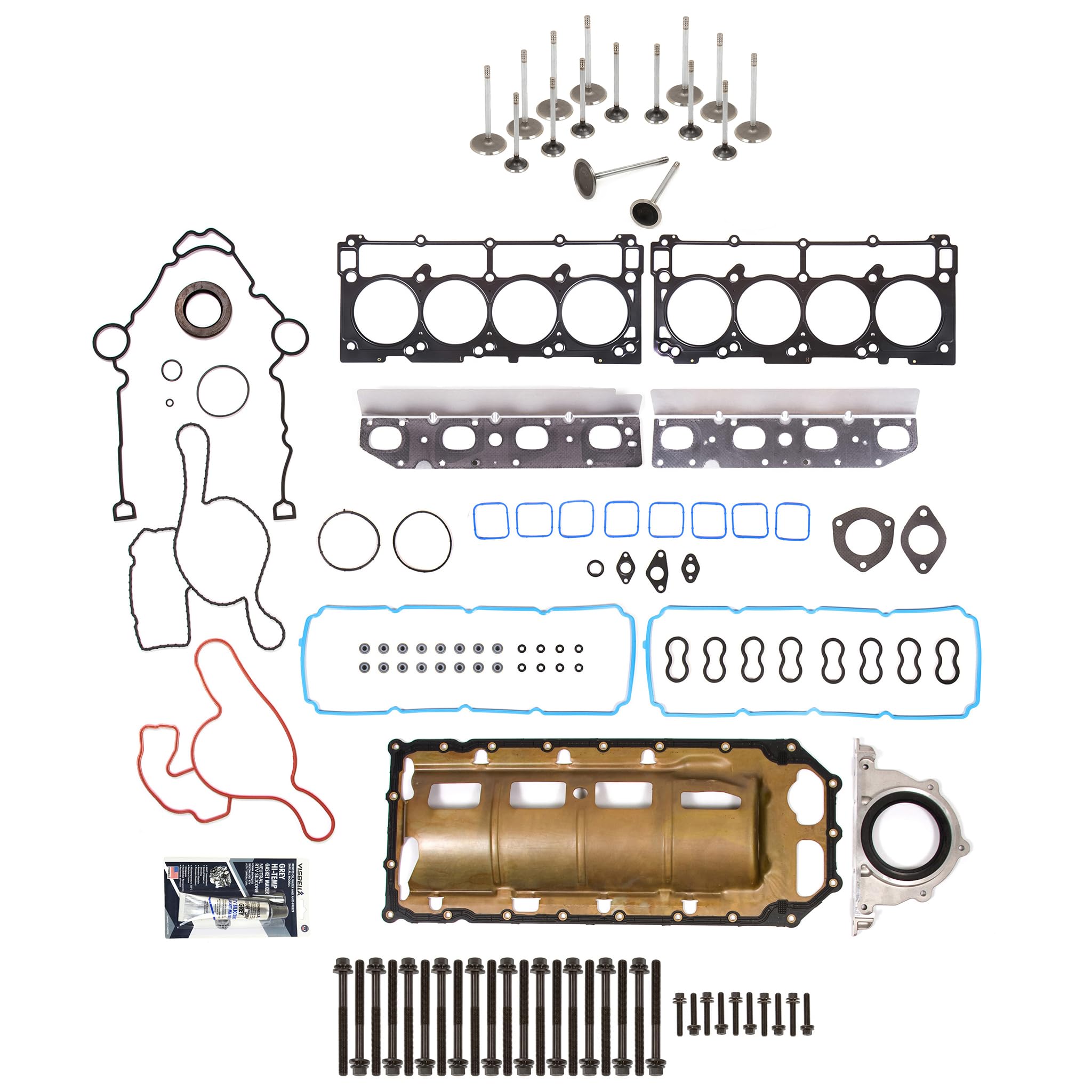 MA-9761301032 Full Gasket Set - Intake & Exhaust Valves Compatible with 2009-2015 Chrysler Dodge Jeep Ram 5.7L HEMI V8 Engine - Perfect for Engine Repair & Maintenance