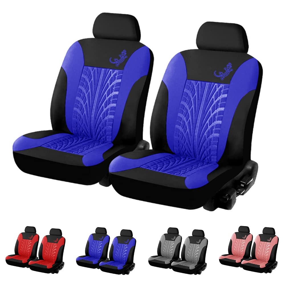 LX570 Car Floor Mats & Blue Polyester Cloth Seat Covers Set (Front Seats) - Perfect for Sedan, Truck & SUV - Waterproof & Durable for Daily Commute, Road Trips & Off-Road Adventures