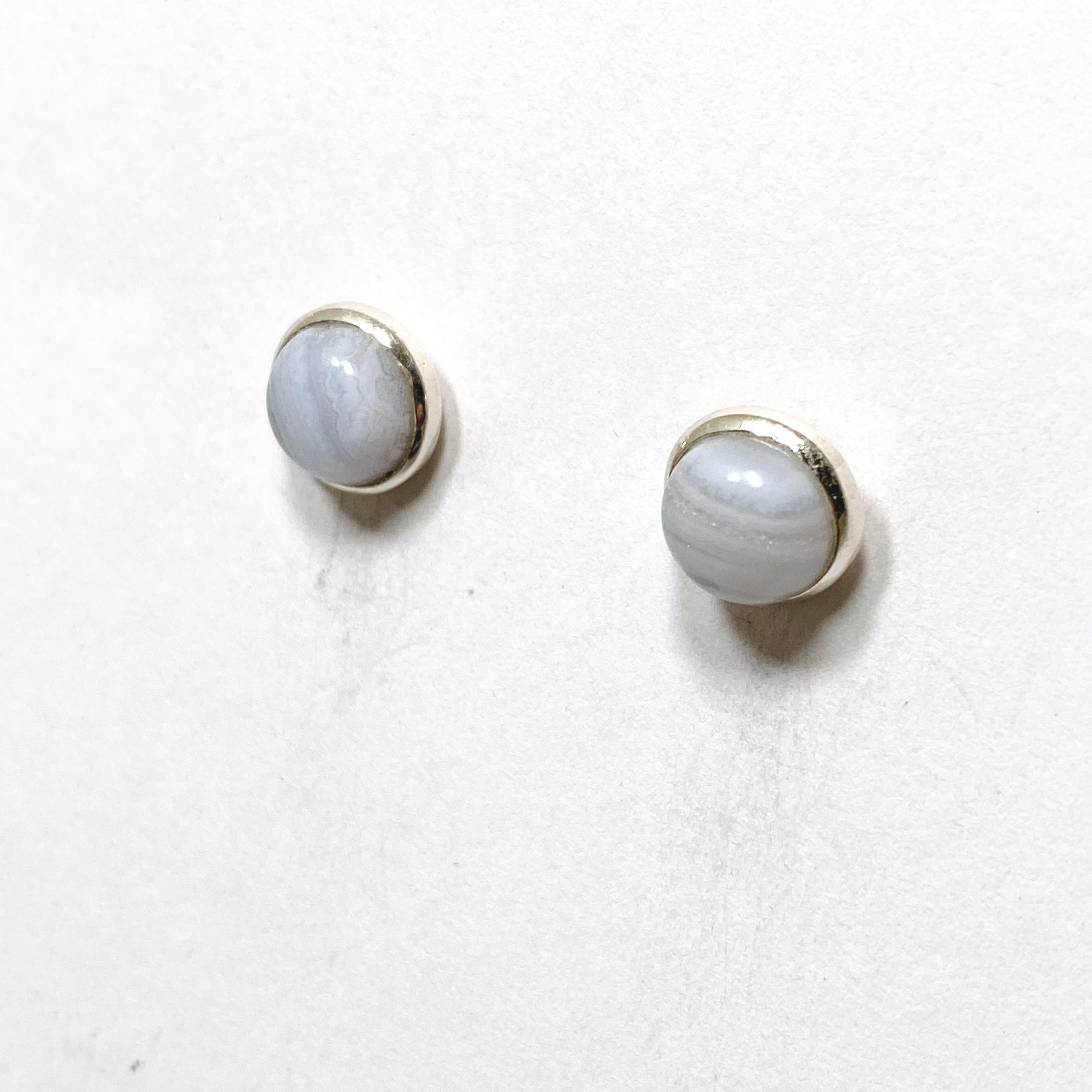 Blue Lace Agate Oval Cabochon Bezel Set Earrings - Handmade Sterling Silver Dangle Earrings for Women - Perfect for Boho Jewelry, Wedding Gifts & Everyday Elegance