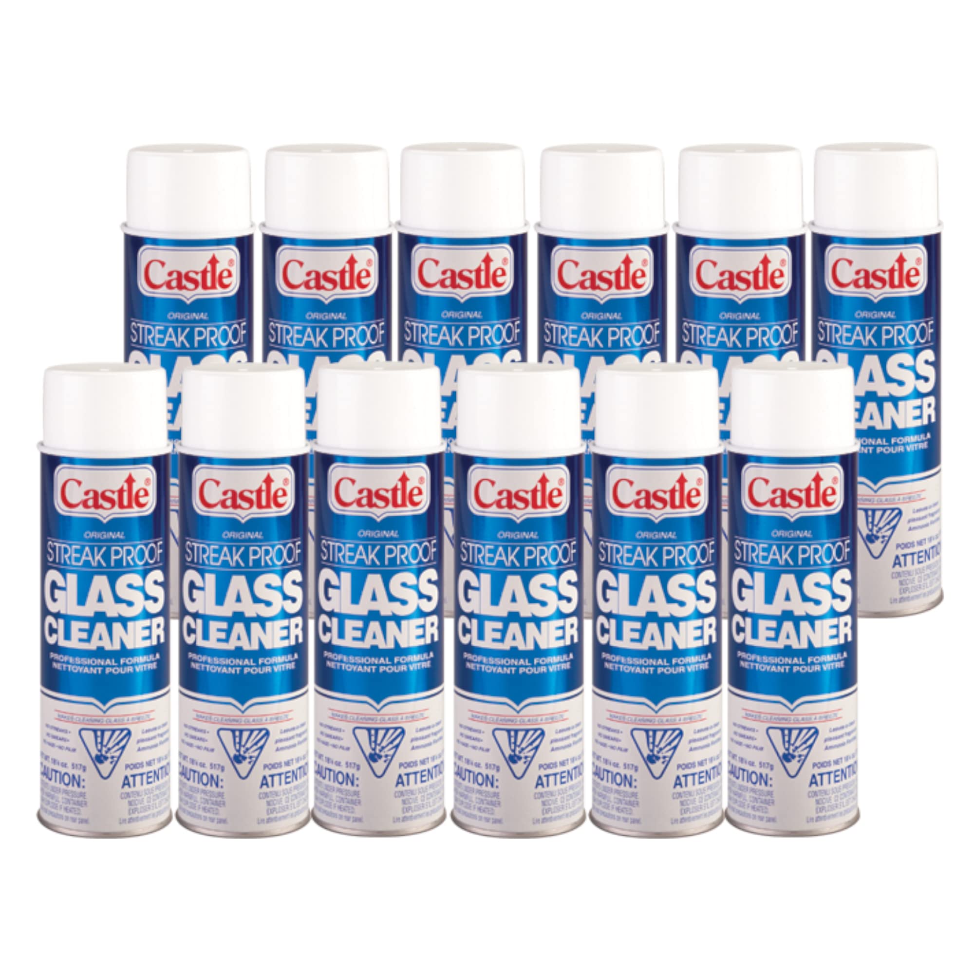 Castle C2003 Streak-Free Glass Cleaner Spray - 12 Pack (Case) - Perfect for Windows, Mirrors, and Glass Surfaces at Home or Office