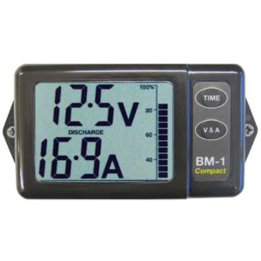 Clipper Gray BM-1CG Compact Battery Monitor for Marine, RV & Boating - 12V/24V Battery Voltage Tester with LCD Display - Perfect for Boats, Campers & Off-Grid Power Systems