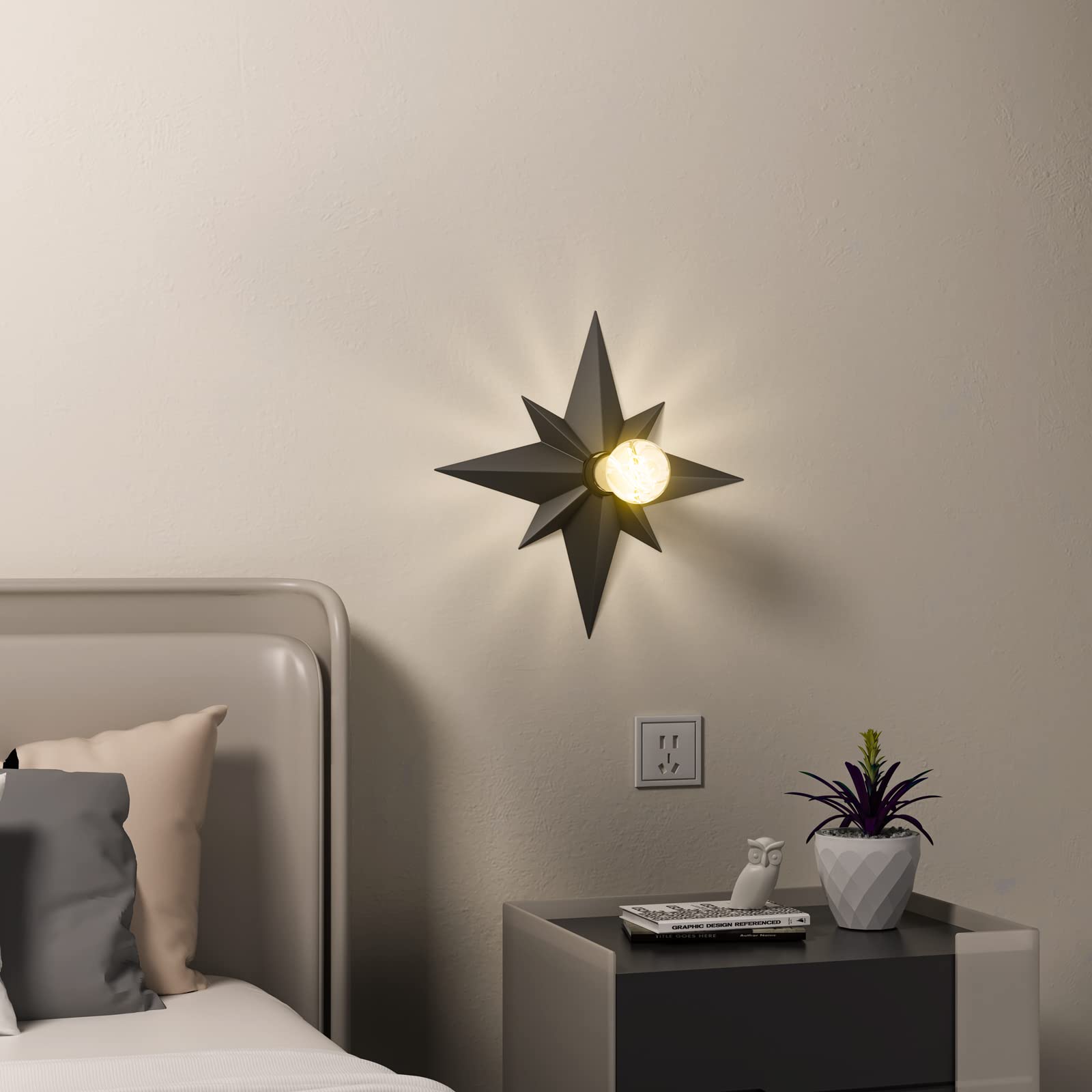 FRIDEKO HOME 2 Pack Black Flush Mount Ceiling Light Fixture - Modern Star Design LED Lighting for Hallway, Kitchen, Bathroom, Bedroom & Laundry Room | Energy Efficient Indoor Ceiling Lights for Home & Office
