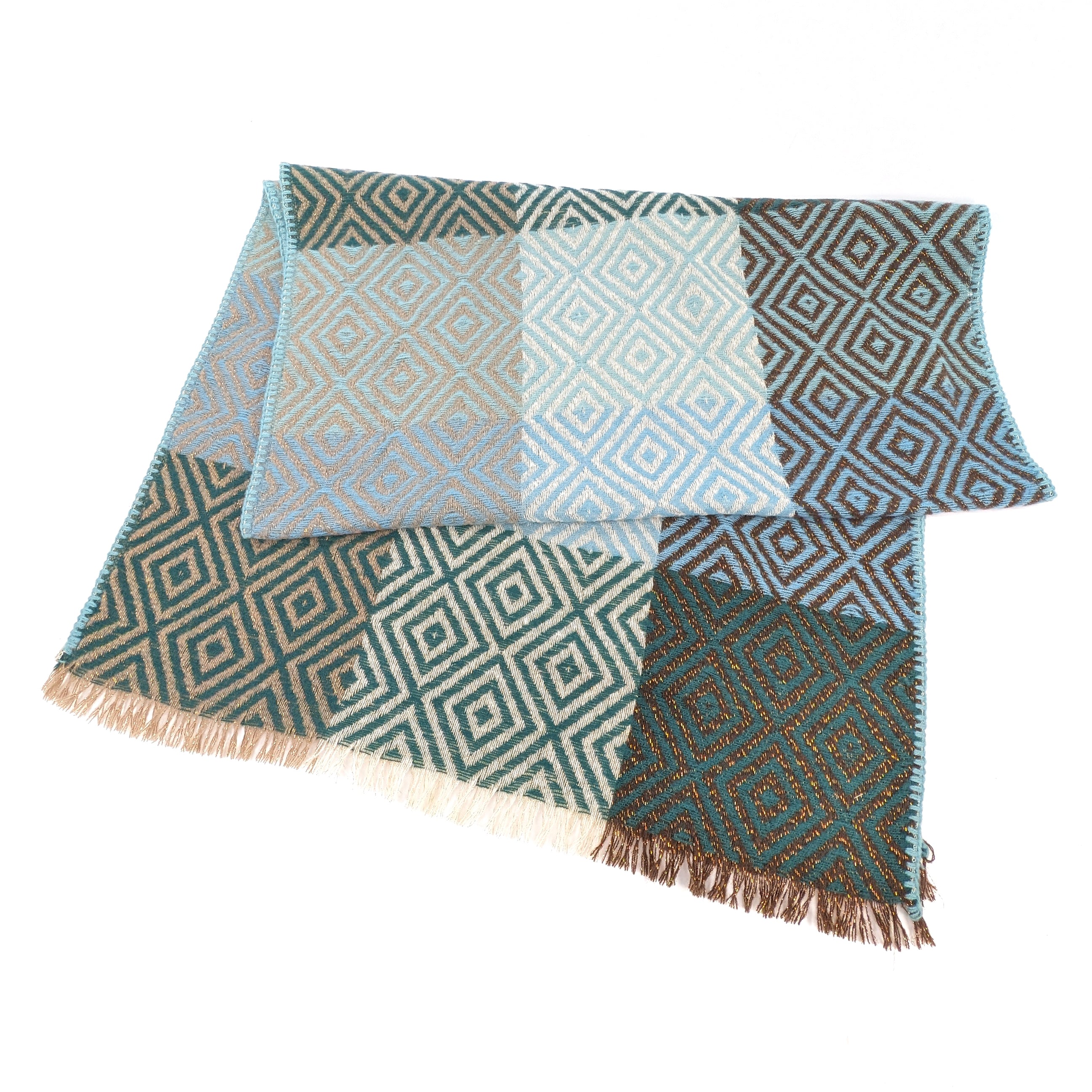 Nevsha Sparkling Diamonds Blanket Scarf - Oversized Plaid Wrap Shawl (65x180cm) in Blue & Green - Soft Winter Fashion Accessory for Women, Perfect for Cold Weather, Travel & Outdoor Activities