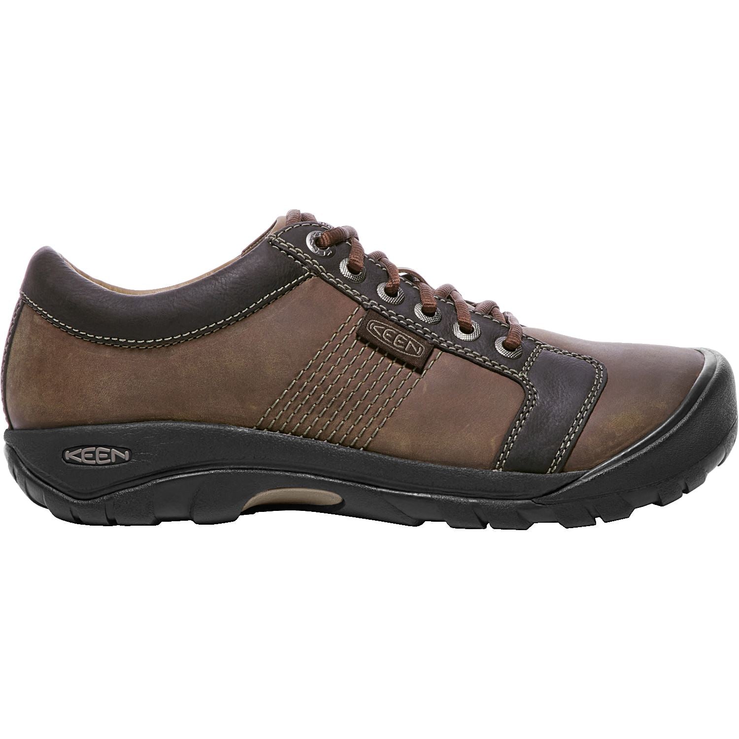 KEEN Austin Men's Hiking Shoes - Chocolate Brown Waterproof Leather Outdoor Boots for Walking, Camping & Trail Adventures