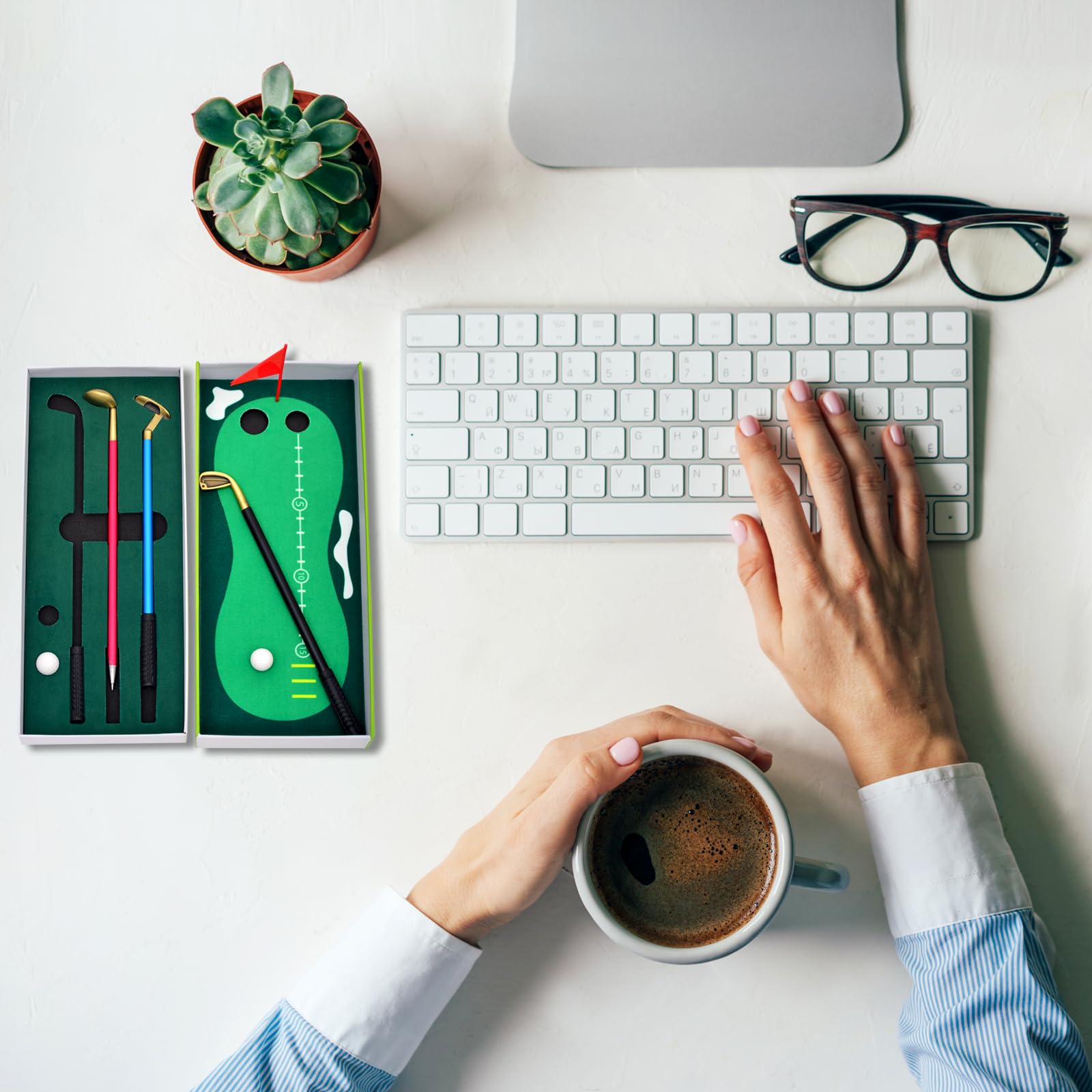 Mini Golf Set for Adults - Indoor Putting Green with Putter & 4 Golf Balls - Fun Office Desk Toy & Unique Gift for Men, Dad, Boss - Perfect for Home, Office, or Party Games