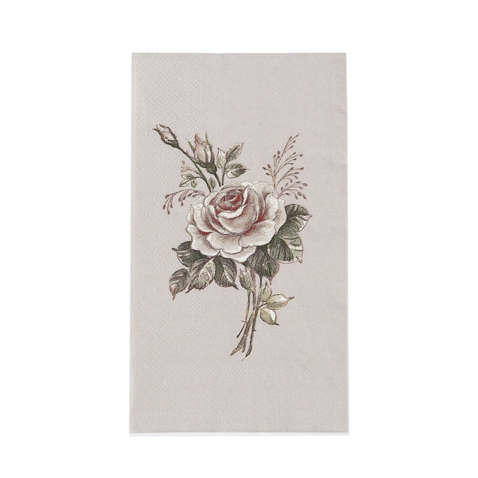 20-Pack Disposable Paper Dinner Napkins with Elegant Rose Print - Pink & Ivory for Weddings, Parties, and Special Occasions