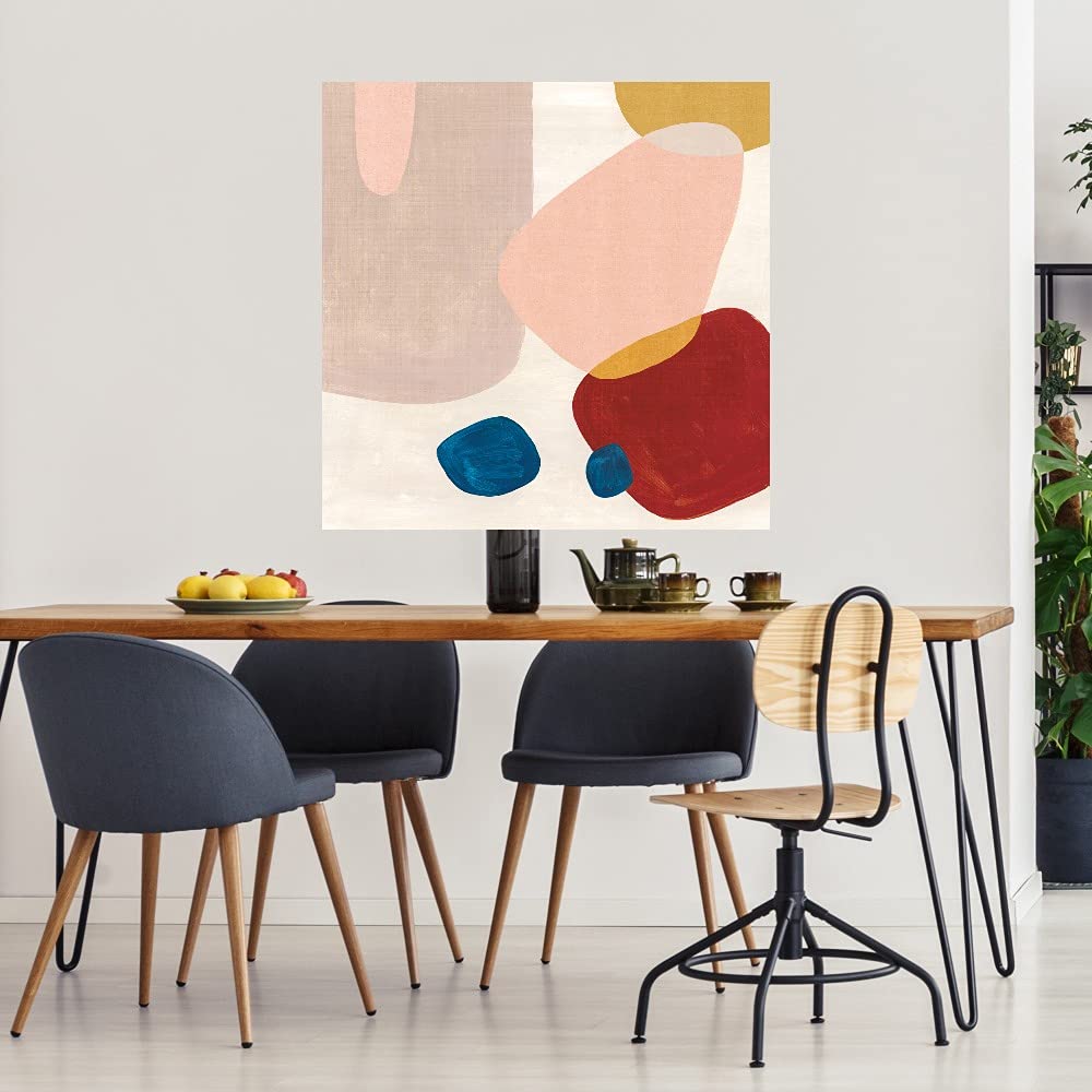 Pink Pebbles III Abstract Canvas Wall Art by Eva Watts - 22x22 Inch Ready to Hang Painting for Living Room, Bedroom, Office Decor - Modern Home & Commercial Space Wall Decor