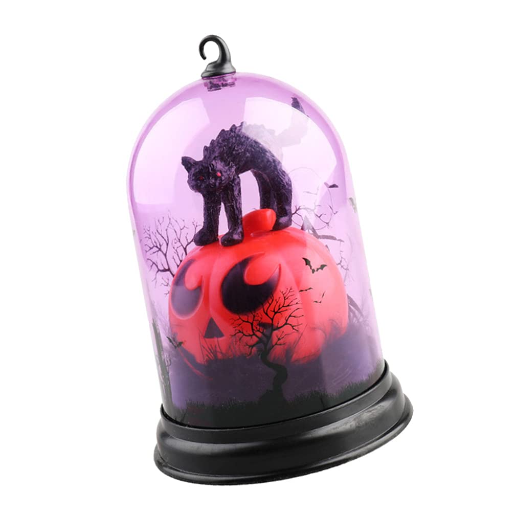 FRCOLOR LED Halloween Lantern Light - Clear Dome Cat Night Light for Desk, Bar & Home Decor - Fall & Halloween Party Decoration - Perfect for Spooky Atmosphere, Gift Giving and Seasonal Home Accents