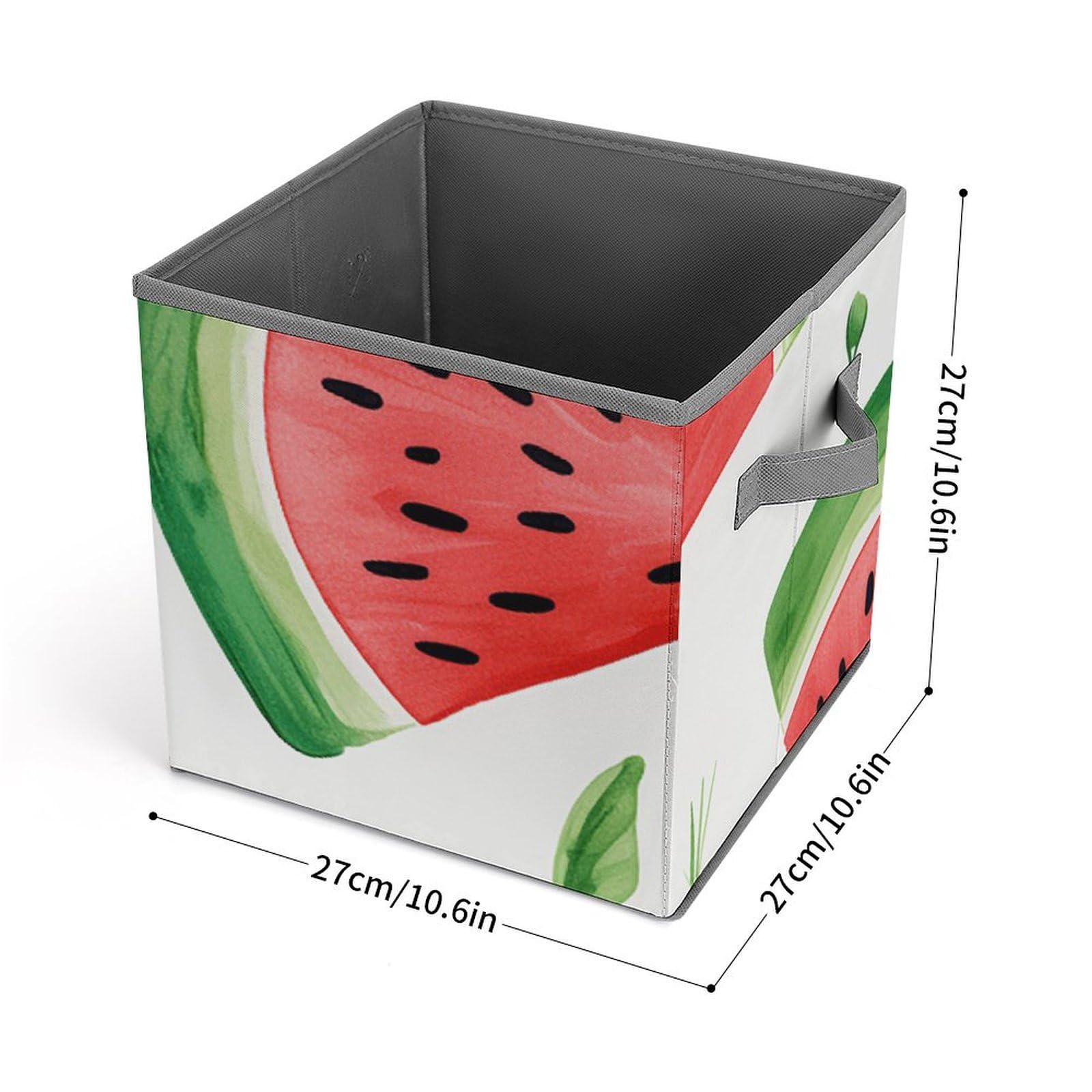 Watermelon Pattern Foldable Storage Cubes with Handles - Closet Organizer Bins for Cabinet, Shelf & Wardrobe Organization - Perfect for Kids Room, Bedroom & Dorm Storage