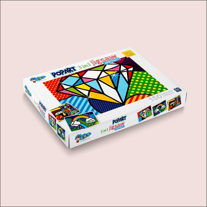 Storio Popart 3-in-1 Jigsaw Puzzle Set - Cities, Animals & Abstract Designs | Educational Learning Toys for Kids Ages 4-8 | Multicolor Puzzle Games for Classroom & Home Playtime
