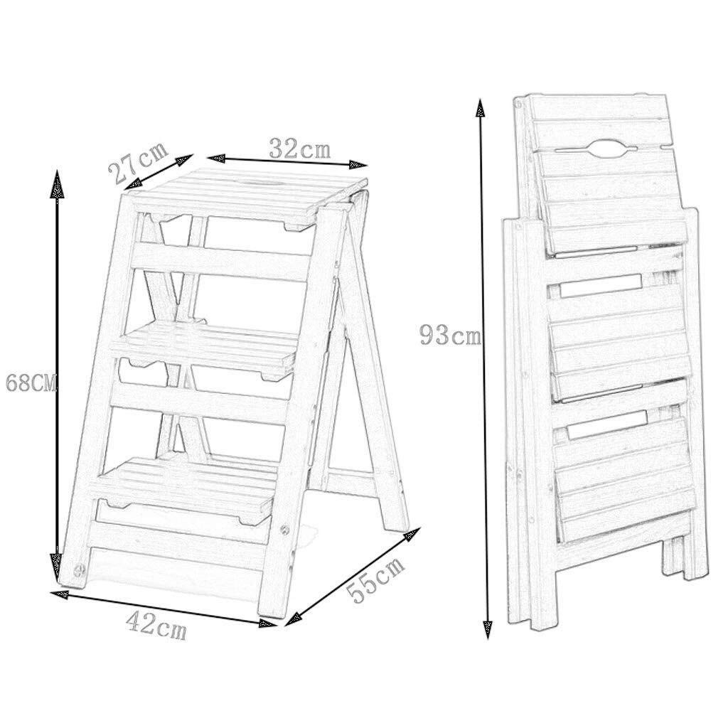 Multifunctional Foldable Step Stool for Kitchen, Library, and Indoor Use - Non-Slip Wide Pedal, High Step Stool with Flower Stand - Perfect for Reaching High Shelves, Home Organization, and Decorative Plant Display