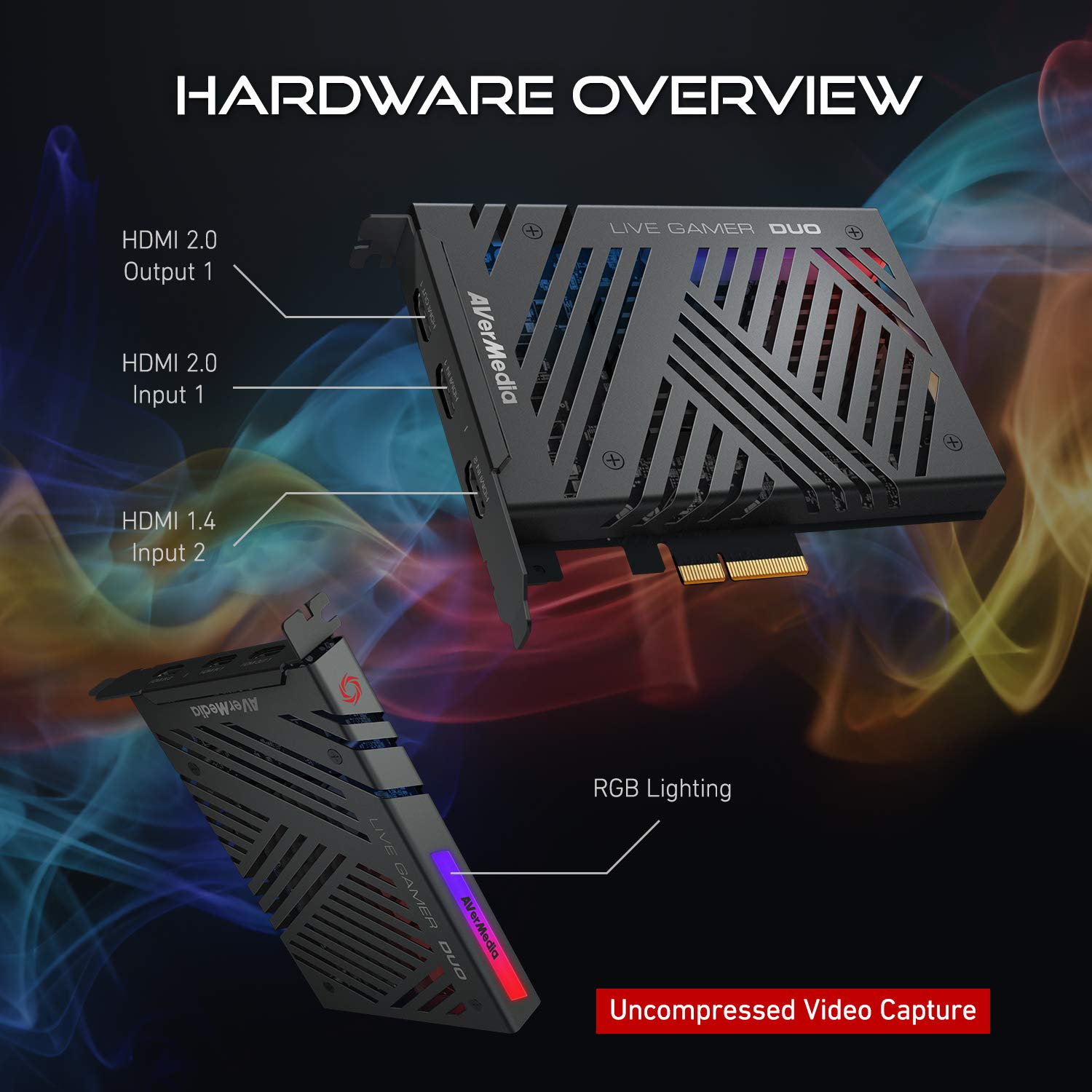 AVerMedia Live Gamer Duo GC570D 4Kp60 HDR-Passthrough PCI-E Capture Card - Ultra Low Latency for Xbox, PlayStation & PC Gaming - Perfect for Live Streaming & Esports Tournaments