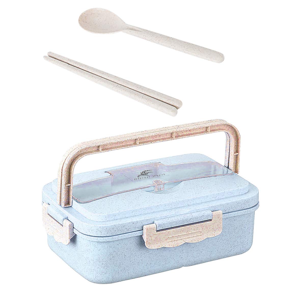 3-Compartment Plastic Food Storage Container - Reusable Divided Lunch Box for Meal Prep, School, Office & Picnics (Blue, One Size) - Perfect for Organizing Kitchen, Dining & Bar Essentials