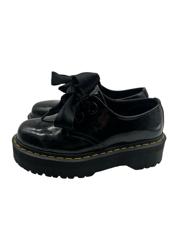 Dr. Martens Holly Patent Oxford Shoes for Women - Size 8.5 | Classic Black Leather Lace-Up Oxfords for Work, Office & Casual Outfits