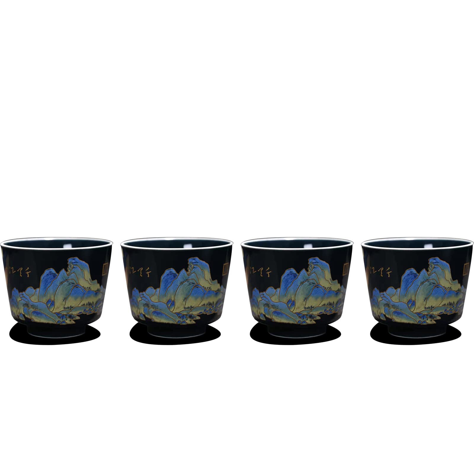Premium 4-Piece Rice Wine Set - Sake, Shochu & Chinese Tea Glasses (110ml, Blue) - Perfect for Japanese Sake Tasting, Asian Cocktails & Traditional Tea Ceremonies