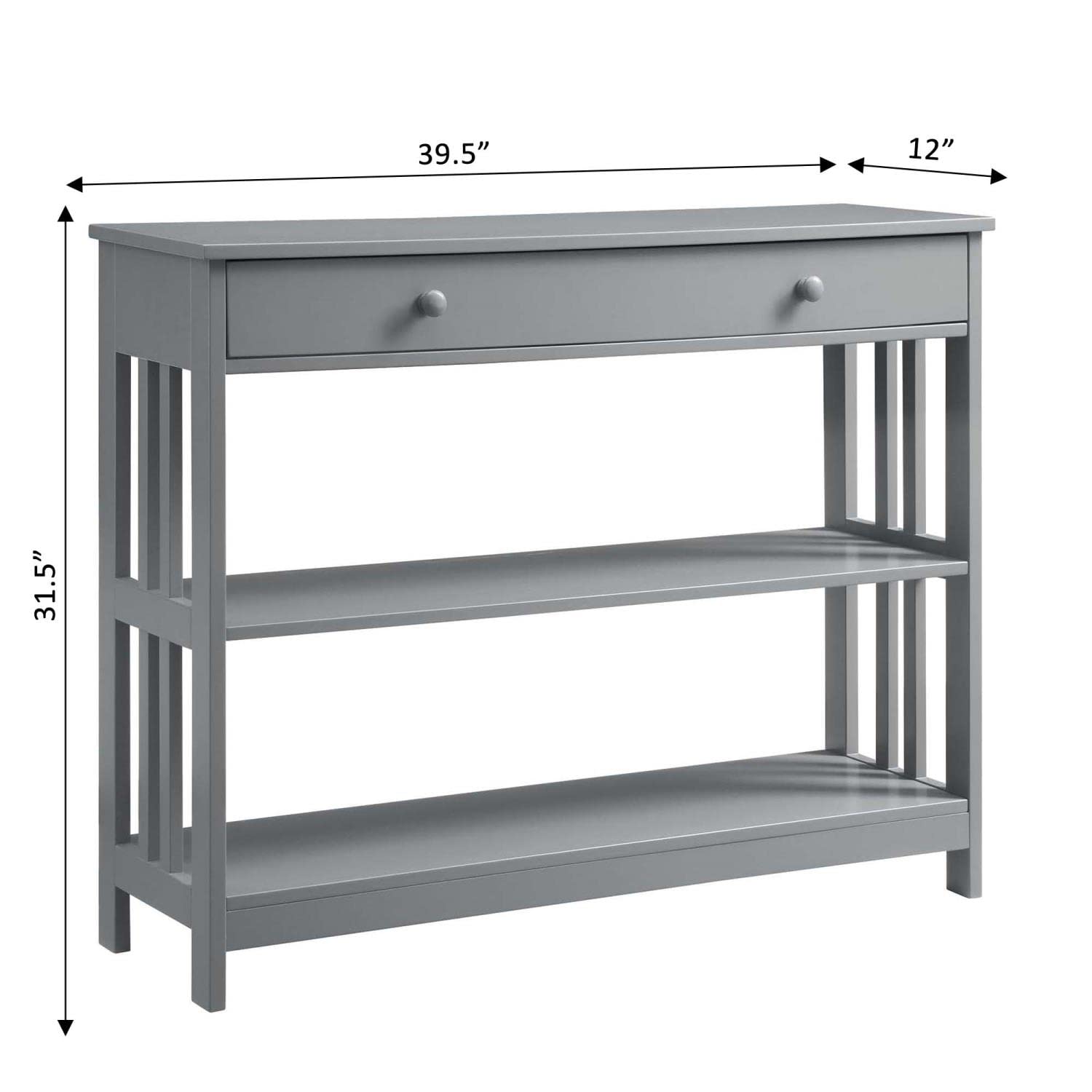 Convenience Concepts Mission 1-Drawer Console Table in Gray - Stylish Entryway Sofa Table with Storage for Living Room, Hallway & Bedroom