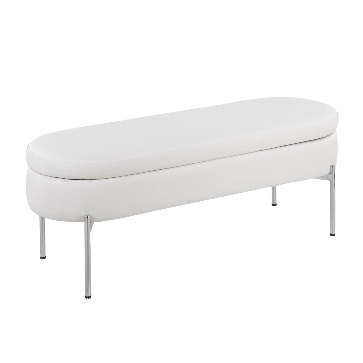 LumiSource Chloe Faux Leather Upholstered Storage Bench - Entryway & Bedroom Storage Ottoman with Seat - Perfect for Small Space Organization & Home Decor