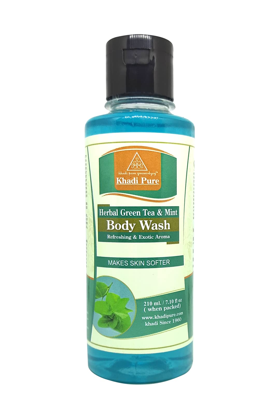 Khadi Pure Herbal Green Tea & Mint Body Wash - 210ml | SLS-Free Natural Cleanser for Sensitive Skin | Refreshing Shower Gel for Daily Use & Spa Relaxation