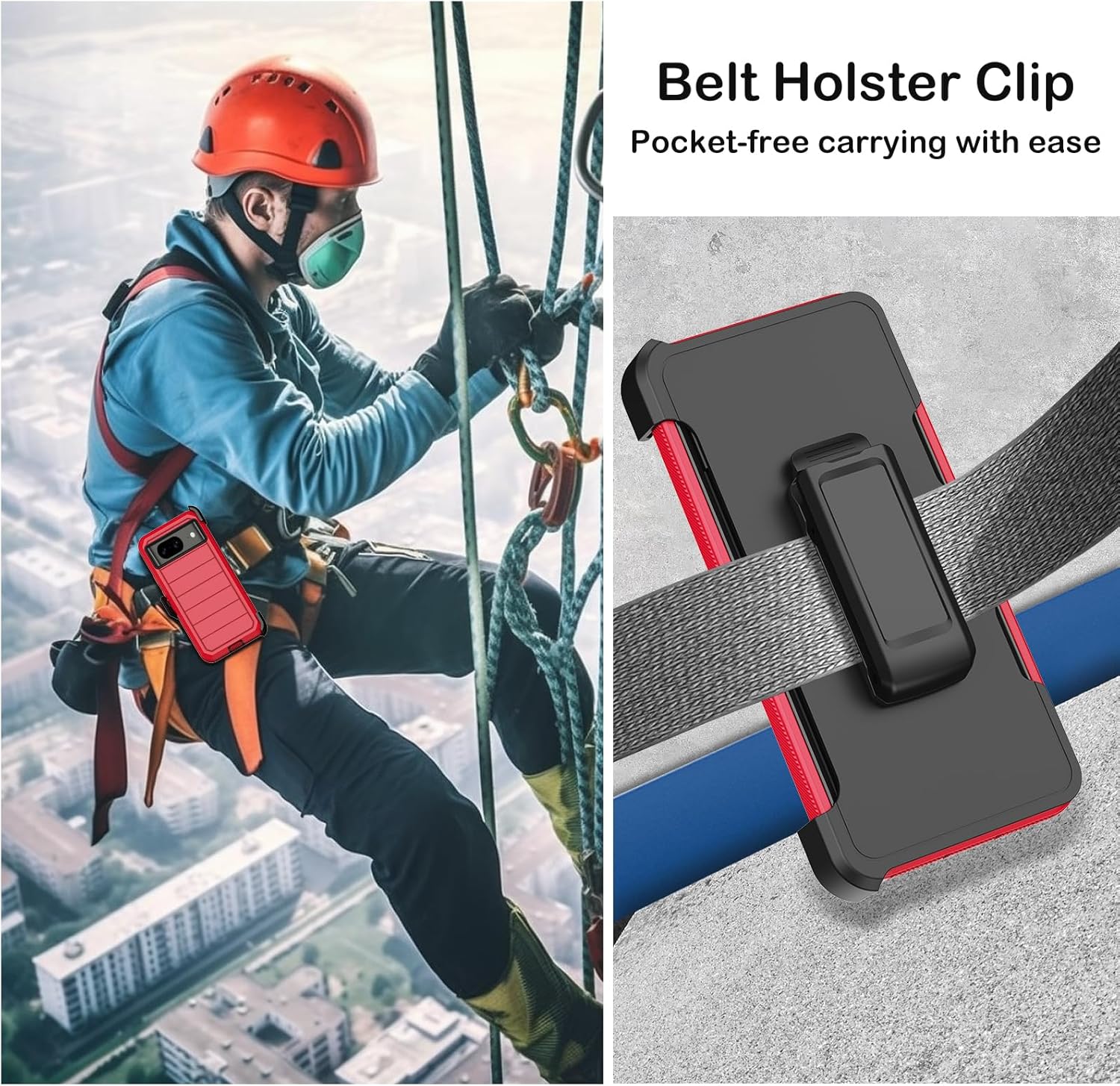 Google Pixel 9 Pro Case with Kickstand & Belt Clip Holster - Shockproof Protective Cover for Pixel 9 Pro (Black) - Perfect for Work, Travel & Outdoor Activities