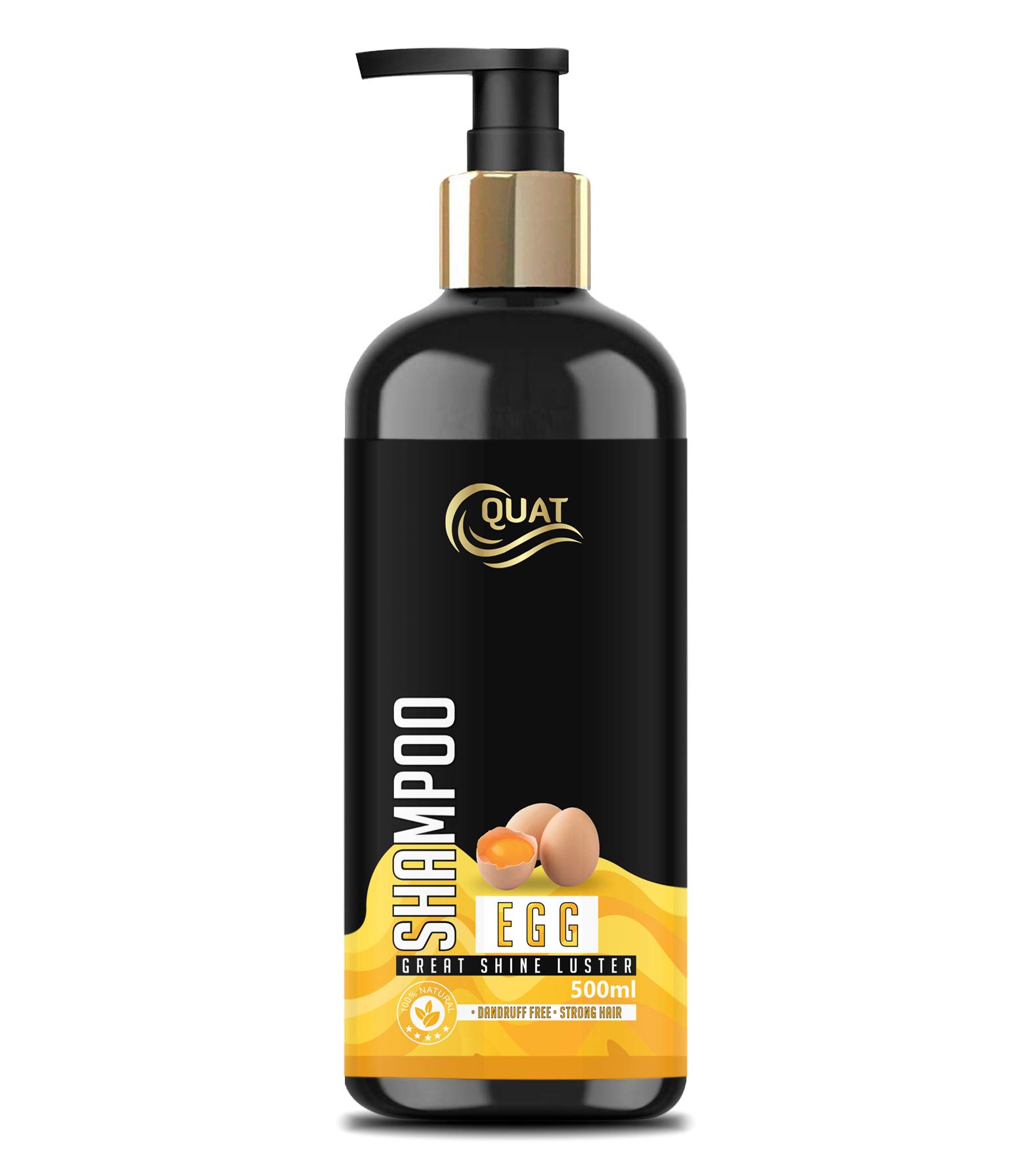 Quat 100% Pure Anti-Hair Fall Egg Protein Shampoo for Hair Growth - 500ml | Strengthens & Repairs Damaged Hair for Men & Women - Perfect for Daily Use & Hair Care Routine