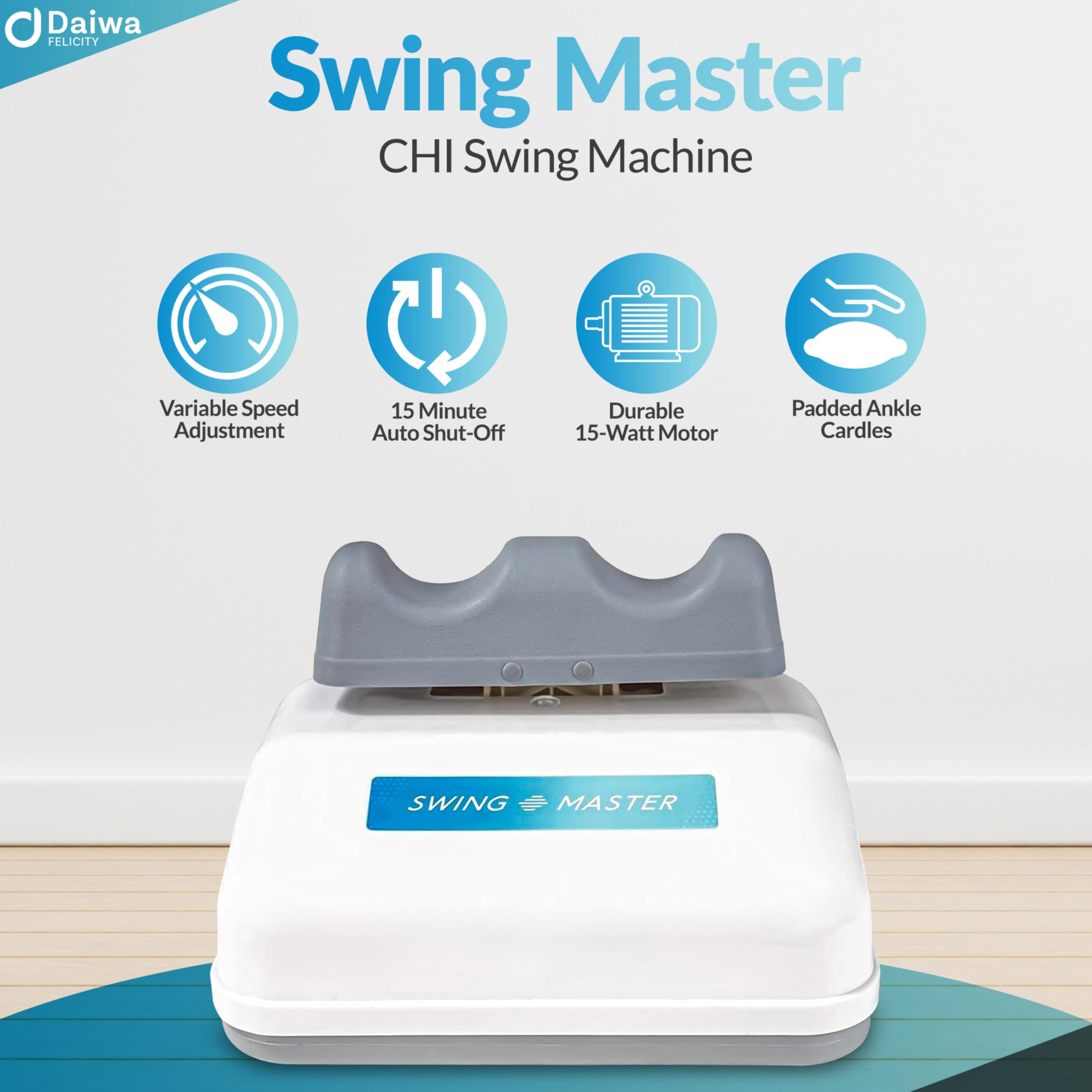 Daiwa Felicity Swing Master - Chi Swing Machine for Passive Aerobic Exercise | Full Body Workout Equipment with Figure Trimmer & Lymphatic Massage | Leg Exerciser for Home Gym, FSA/HSA Eligible | Perfect for Stress Relief, Weight Loss & Circulation Improvement