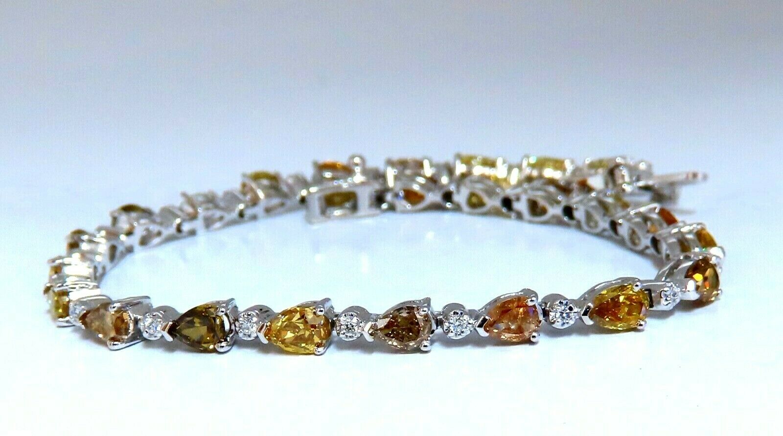 5.02ct Natural Fancy Multicolor Diamond Tennis Bracelet in 14K Gold - Elegant Jewelry for Women, Perfect for Weddings, Parties & Special Occasions
