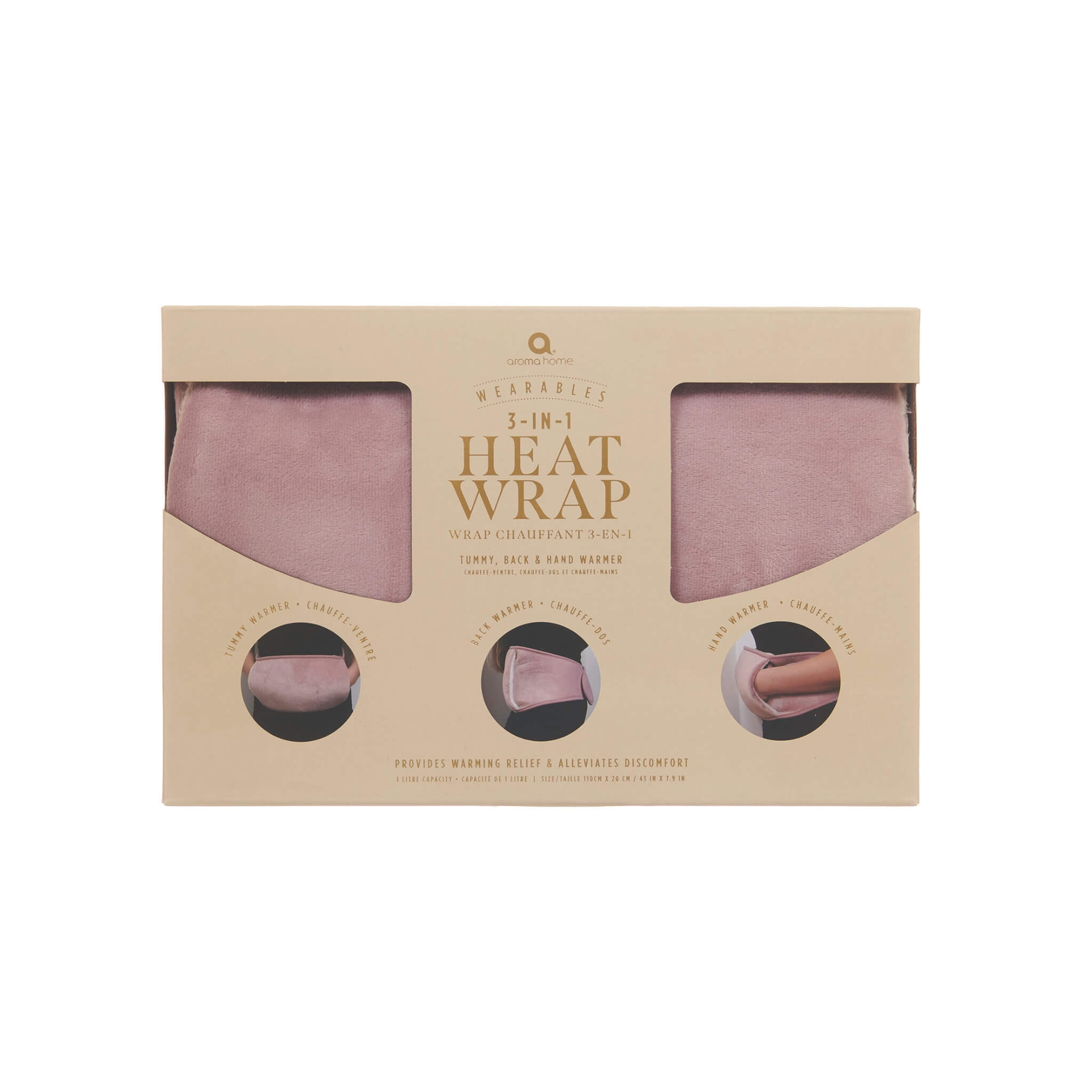 Cozy Pink Plush Fleece 3-in-1 Heating Wrap with Removable Hot Water Bottle - Perfect for Period Cramps, Back Pain & Winter Warmth at Home or Office
