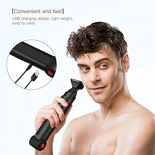 USB Rechargeable Long Handle Back Hair Trimmer for Men - 2-in-1 Foldable Design with Big Blade | Perfect for Back, Shoulder & Body Hair Removal at Home or Gym