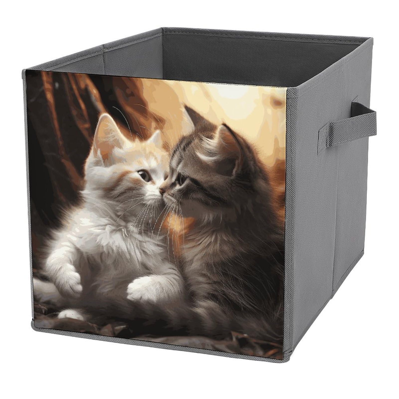 Cat Kiss Printed Storage Baskets & Bins - Foldable Clothes Organizer for Home, Bedroom, Closet & Nursery Organization | Multi-Purpose Storage Containers for Toys, Blankets & Laundry